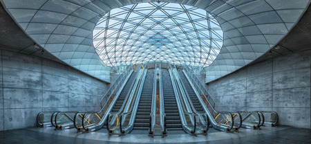 MALMO, SWEDEN - JANUARY 05, 2019: The escalators at triangeln station in Malmo, Sweden.のeditorial素材