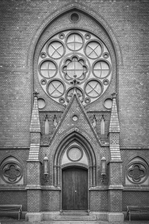 A door from Gustav Adolfs church in the southside of Helsingborg city in Sweden.の写真素材