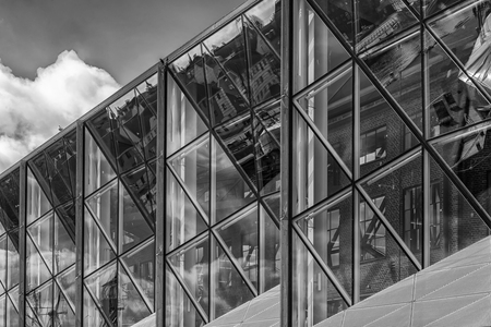HELSINGOR, DENMARK - MARCH 24, 2019: A close up view of the detail of the modern library in Helsingor, Denmark.のeditorial素材