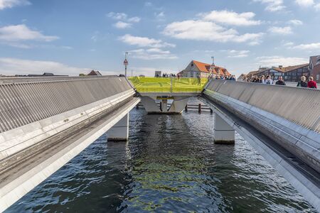 COPENHAGEN, DENMARK - SEPTEMBER 21, 2019: Opened in 2016, this modern bridge features an innovative design & path for pedestrians & bicycles.のeditorial素材