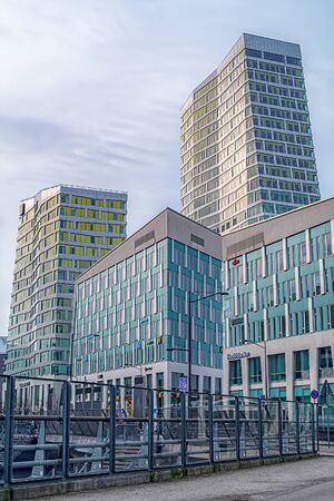 MALMO, SWEDEN - FEBRUARY 09, 2020: Some of the futuristic modern architecture located at the new...