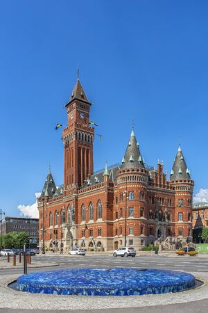 HELSINGBORG, SWEDEN - JUNE 27, 2020: The neogothic style town hall building in Helsingborg, Sweden.のeditorial素材