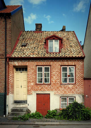 HELSINGBORG, SWEDEN - SEPTEMBER 06, 2020:A small house in one of Helsingborgs older streets.のeditorial素材