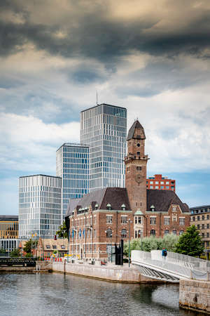 MALMO, SWEDEN - AUGUST 21, 2020: Turning Torso is a neo-futurist residential skyscraper in Sweden and the tallest building in Scandinavia. Located in Malmo.のeditorial素材