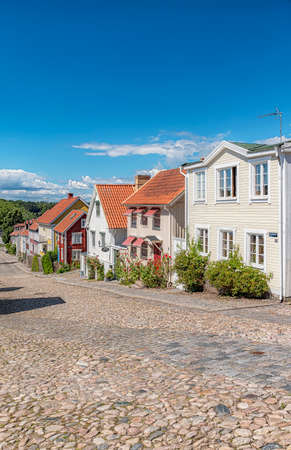 RONNEBY, SWEDEN - AUGUST 01, 2020: One of the colourful streets in the town.のeditorial素材