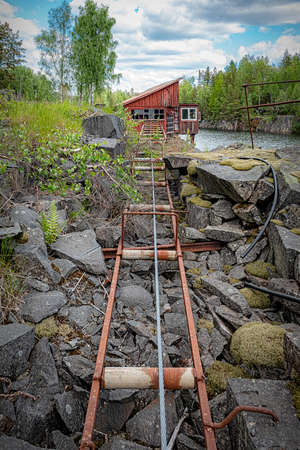 HAGGHULT, SWEDEN - MAY 30, 2020: The black mountains are an open air museum where you experience the...