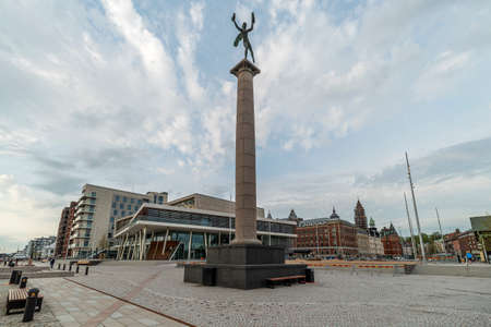 HELSINGBORG, SWEDEN - MAY 14, 2021: The maritime goddess statue located at the harbour of Helsingborg in Sweden.のeditorial素材