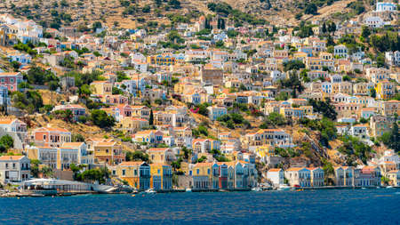 SYMI, GREECE - JULY 05, 2021: Symi is a Greek island and part of the Dodecanese island group.のeditorial素材