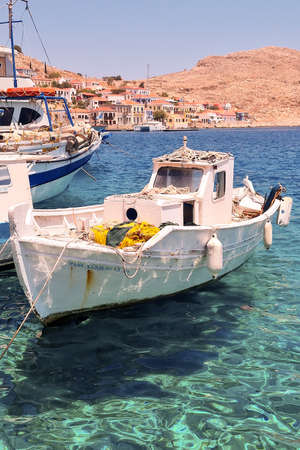 HALKI GREECE - JULY 10, 2021: Halki is a Greek island and part of the Dodecanese island group.
