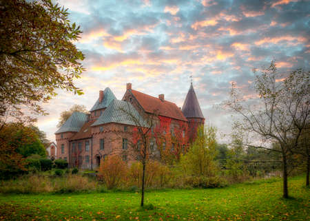 Ortofta castle in the Eslov region of Southern Sweden in the Autumn season.