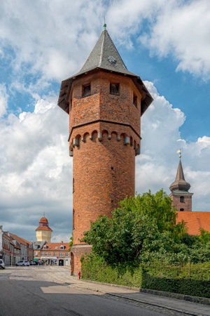 NYKOBING FALSTER, DENMARK - JUNE 25, 2022: The city lies on Falster, connected by the 295-meter-long...