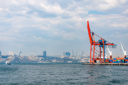 ISTANBUL, TURKEY - APRIL 09, 2011: The Port of Haydarpasa, also known as the Port of Haidar Pasha is a general cargo seaport.のeditorial素材