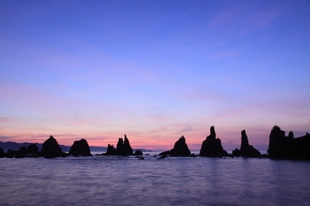 Hashikui-iwa Rocks at dawnの写真素材