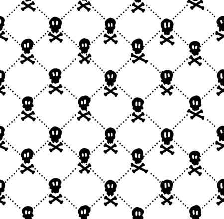 Vector illustration seamless pattern with skulls and bonesのイラスト素材
