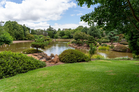 The lake at the Japanese Gardens in Toowoombaの写真素材