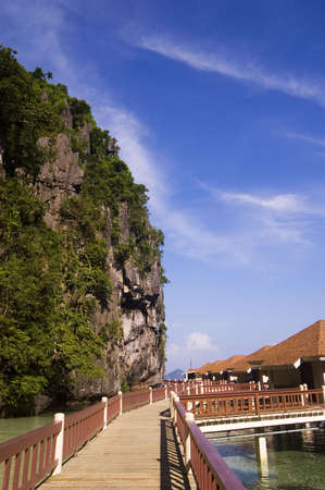 Cottages on stilts in Palawan, Philippinesの写真素材