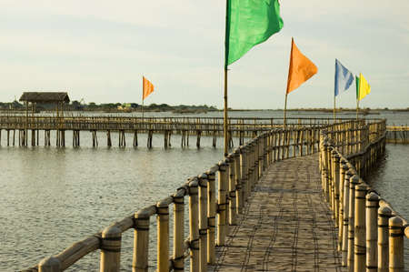 Bamboo bridge in a resort in Cavite, Philippinesの写真素材