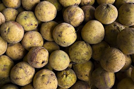 Cluster of santol fruit for sale in marketの写真素材