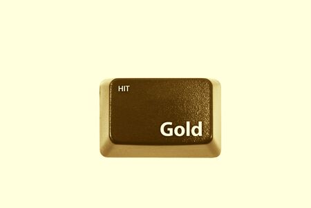 Gold bar rendering of a computer keyの写真素材