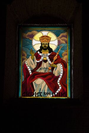 Stained glass inside church of Liliw, Laguna, Philippinesの写真素材