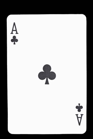 Ace of Clubs against black backgroundの写真素材