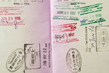 Full shot of dirty passport pageの写真素材