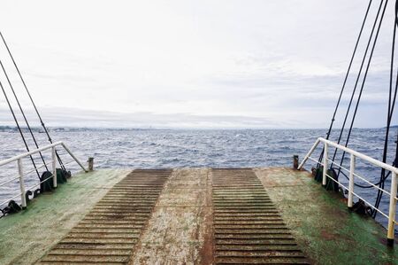 Open front deck of of ferry boat の写真素材