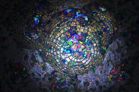 Gridded multicolor abstract spheres, which could represent planetsの写真素材