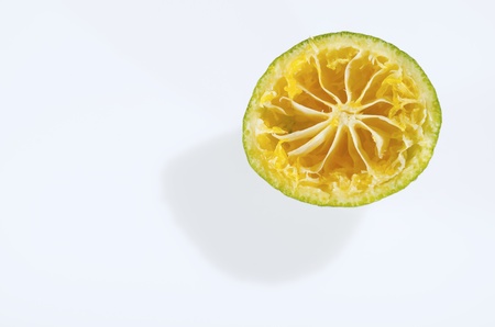 Inner part of rind of freshly squeezed orangeの写真素材