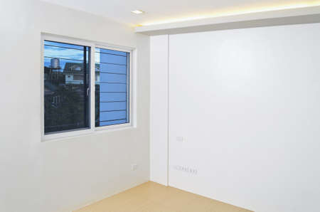 View from a newly built and painted white roomの写真素材