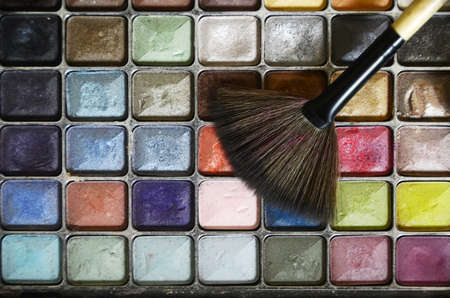 Close-up of rectangular and multicolored eye shadowsの写真素材