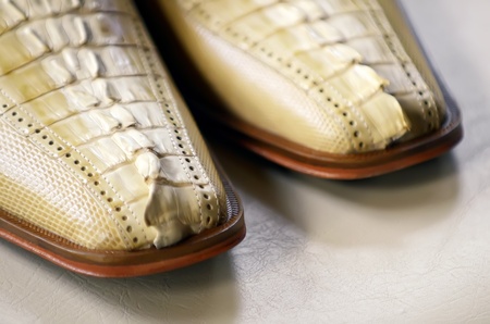Closeup of man's dress crocodile shoesの写真素材
