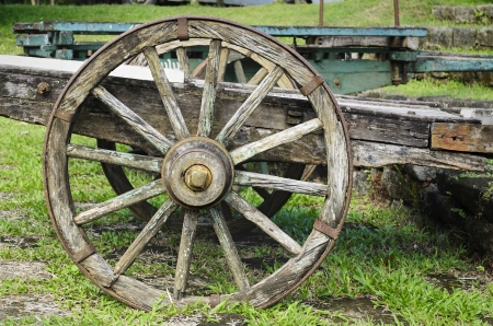 Vintage wagon with wooden wheel の写真素材