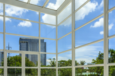 A beautiful wall to ceiling glass low-rise establishment in the Philippines