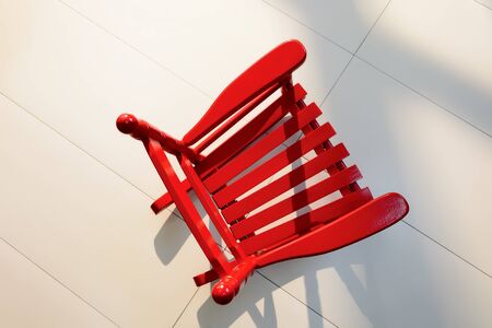 Top shot of solo red school chairの写真素材