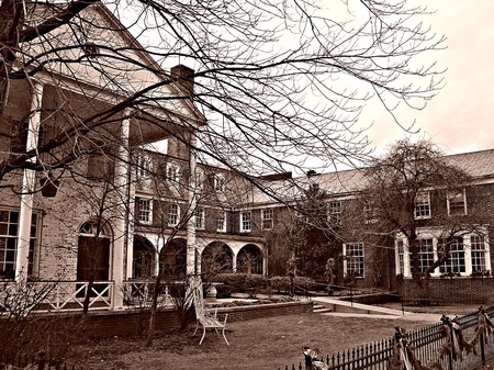 columns in the courtyardの写真素材