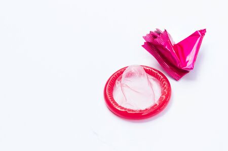 Condom on white backgroundの写真素材