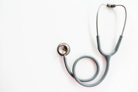 Stethoscope on a white background with space for text.の写真素材