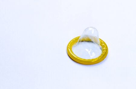 Condom on white backgroundの写真素材