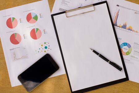 Company analyzes the company's annual financial statements, balances work with graphical documents. Economic picture, project, market, finance and tax officeの写真素材