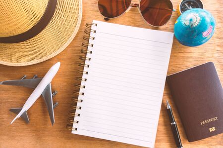 Travel accessories for vacation tripの写真素材