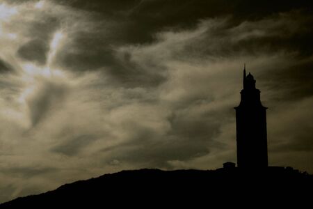 lighthouse in black and whiteの写真素材