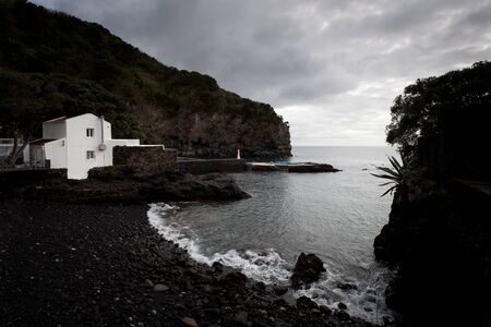 The village and port of Caloura on the island of San Miguel in the Azoresのeditorial素材