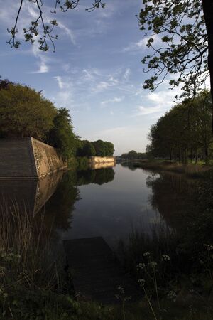 The ramparts and moat around the historic Belgian city of Ypres