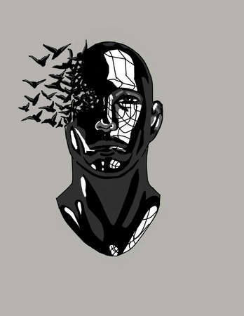 illustration of silver human transforming into a bird bird is great for product designのイラスト素材