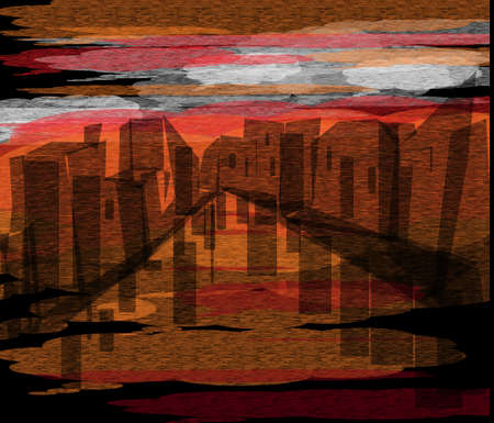 illustration of the evening sky in a city is very cool for product designの写真素材