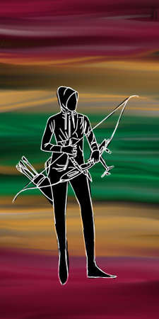 illustration of athletes wearing hijab posing with arrows, very beautiful for product designのイラスト素材