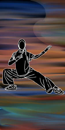 illustration of girl in hijab demonstrating kung fu moves, very beautiful for product designのイラスト素材