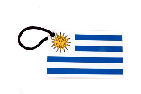 Uruguay flag tag isolated on white backgroundの写真素材