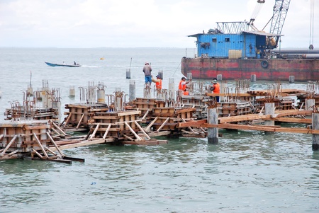 port construction in the middle of the seaのeditorial素材